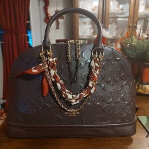 Coach Sierra Dark Brown Embossed Sparkly Satchel